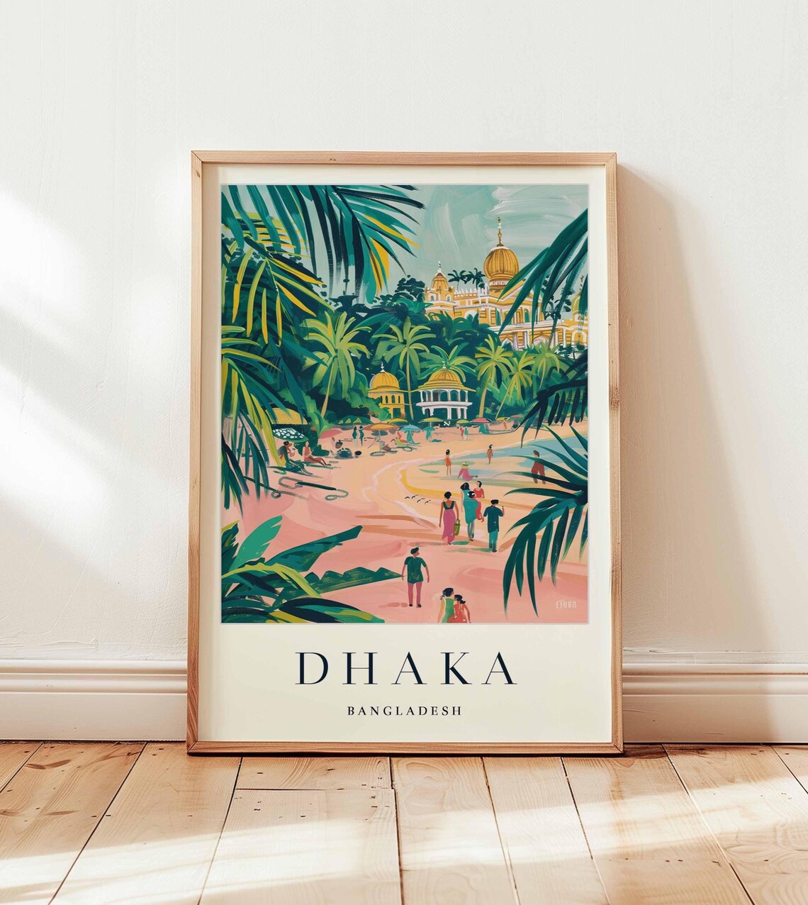 Dhaka Bangladesh Tropical Garden Golden Domes Park Scene Poster