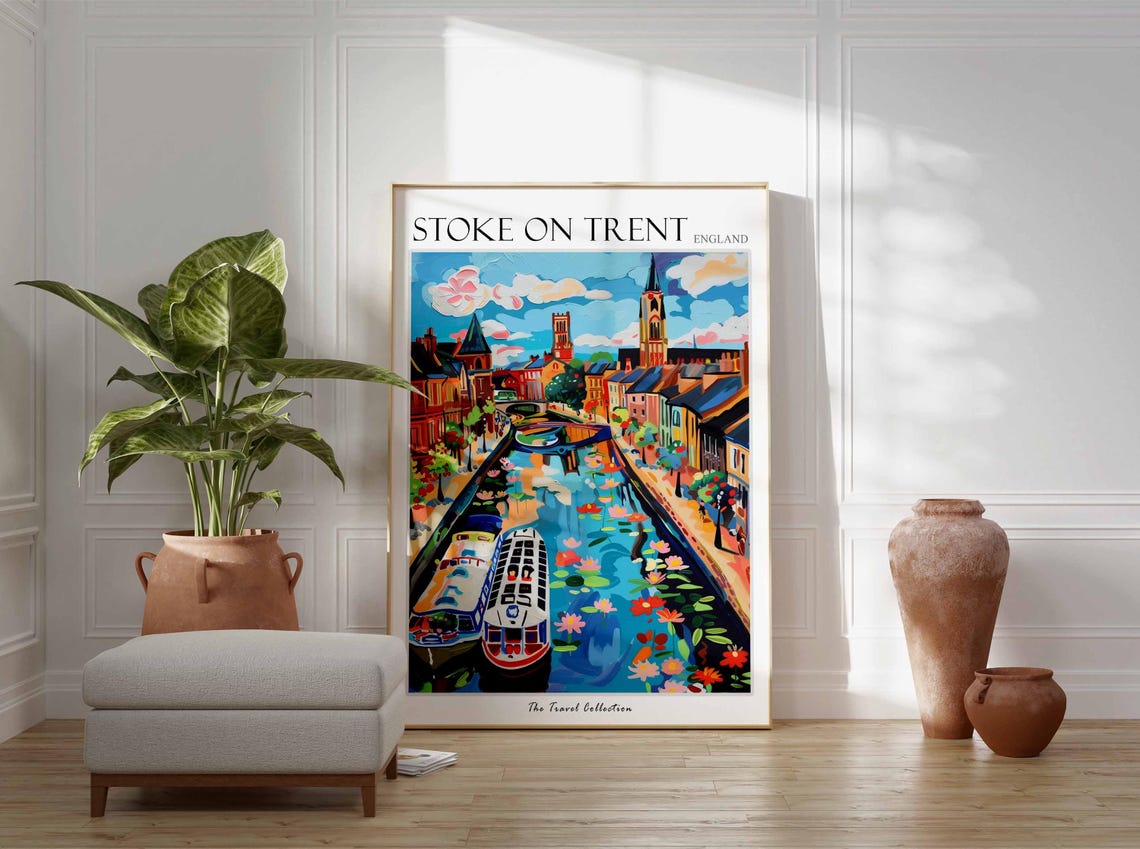 Stoke On Trent Poster England Travel Print British Decor United Kingdom Travel Poster Stoke On Trent Gift Stoke On Trent Travel Poster - Image 2