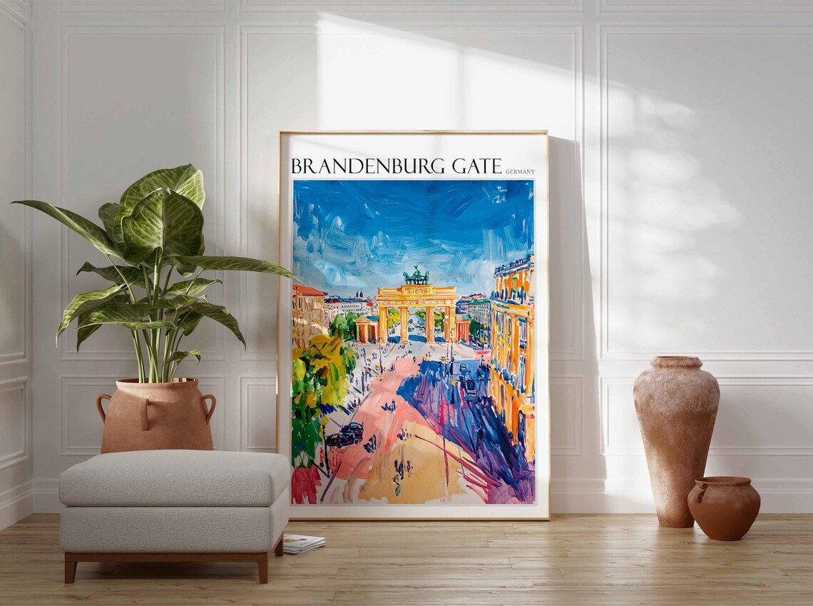 Brandenburg Gate Pariser Platz Aerial View Colorful City Art Poster - Image 2