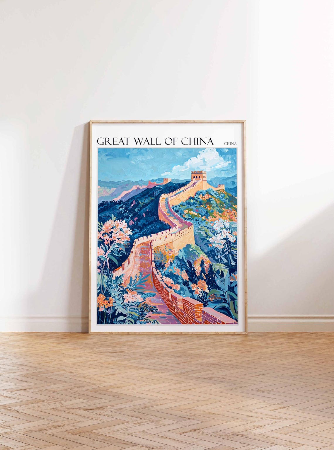 Great Wall Of China Poster Great Wall Of China Travel Print Chinese Decor Asia Travel Poster Asian Wall Art Botanical Decor China Gift - Image 3
