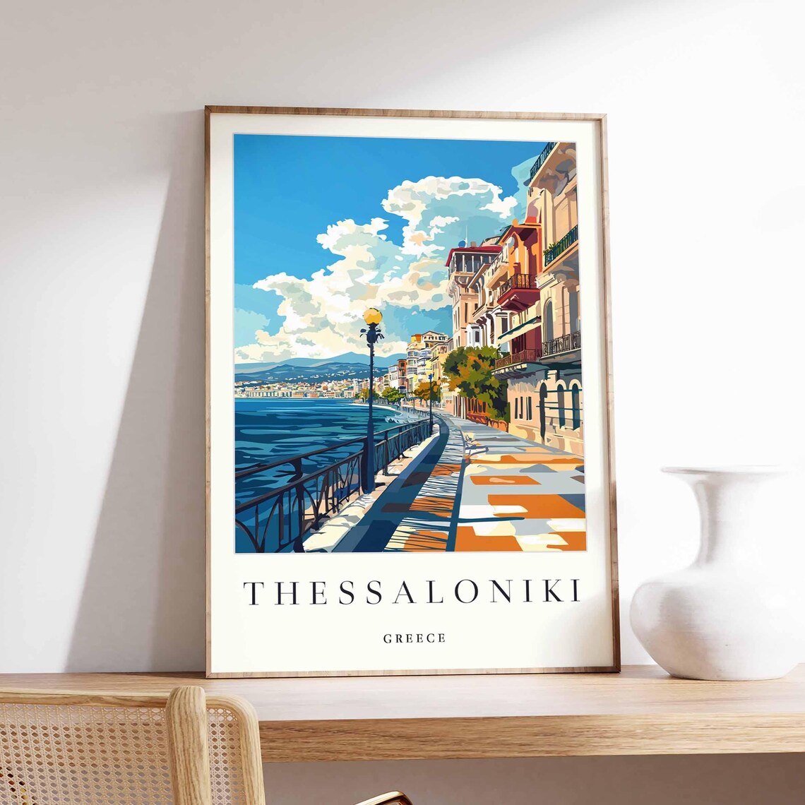Thessaloniki Greece Waterfront Promenade Historic Buildings Poster