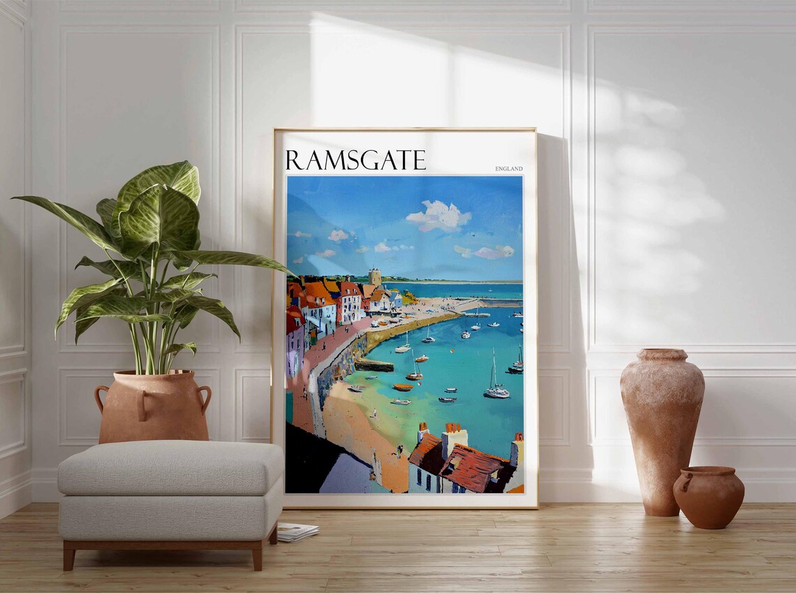 Ramsgate England Harbor Boats Seaside Town Painterly Travel Poster - Image 3