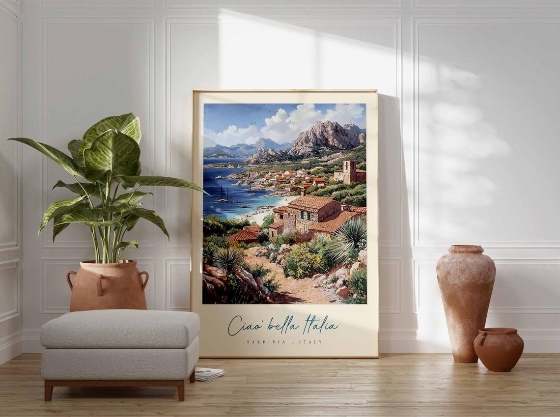 Sardinia Poster Italian Travel Print Sardinia Travel Art Sardinia Wall Art Italy Art Italy Travel Decor Italian Travel Gift - Image 3