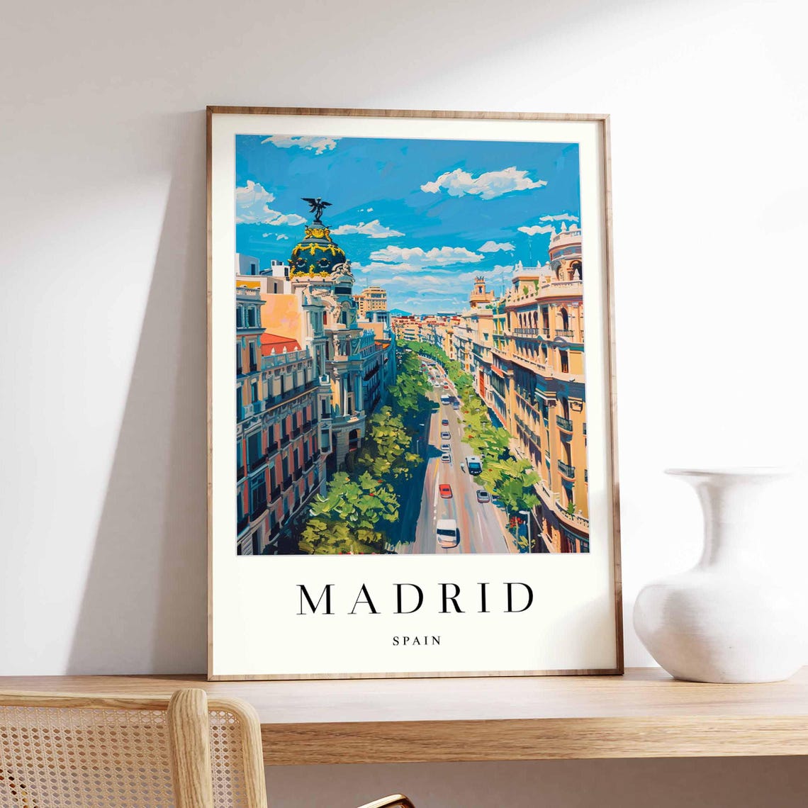 Madrid Gran Via Avenue Metropolis Dome Aerial Cityscape Poster
