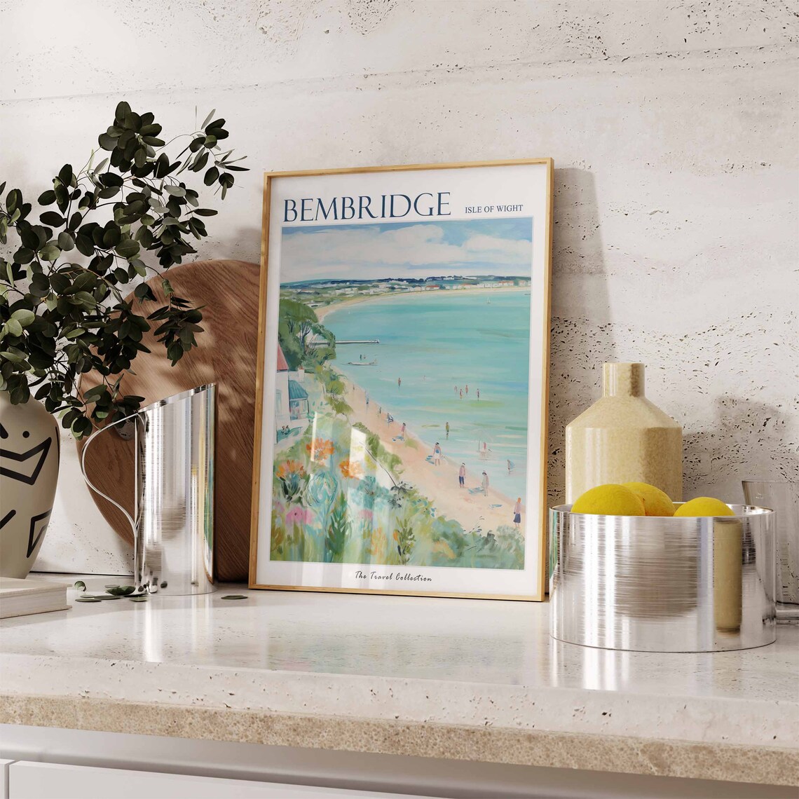 Bembridge Isle of Wight Sandy Beach Swimmers Watercolor Travel Poster - Image 4