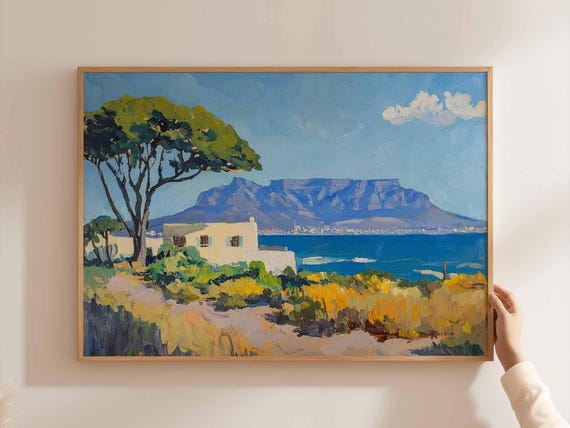 Cape Town Poster South Africa Travel Print African Wall Art Table Mountain Decor Safari Home