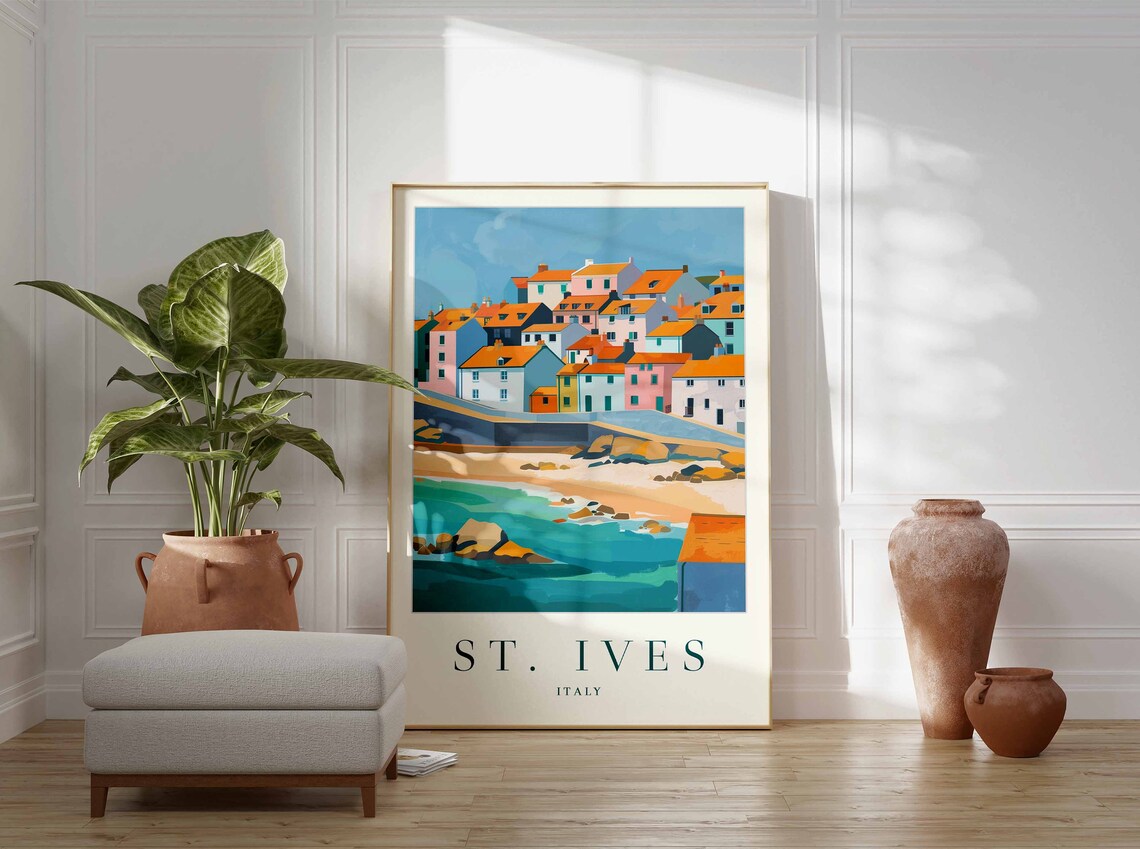 St Ives Poster St Ives Travel Print Italy Wall Art Italian Decor Tropical Decor Sea Print St Ives Gift St Ives Travel Poster - Image 3