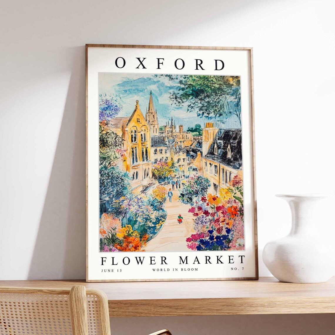 Oxford Flower Market Flower Border Street Spires Stroll Poster