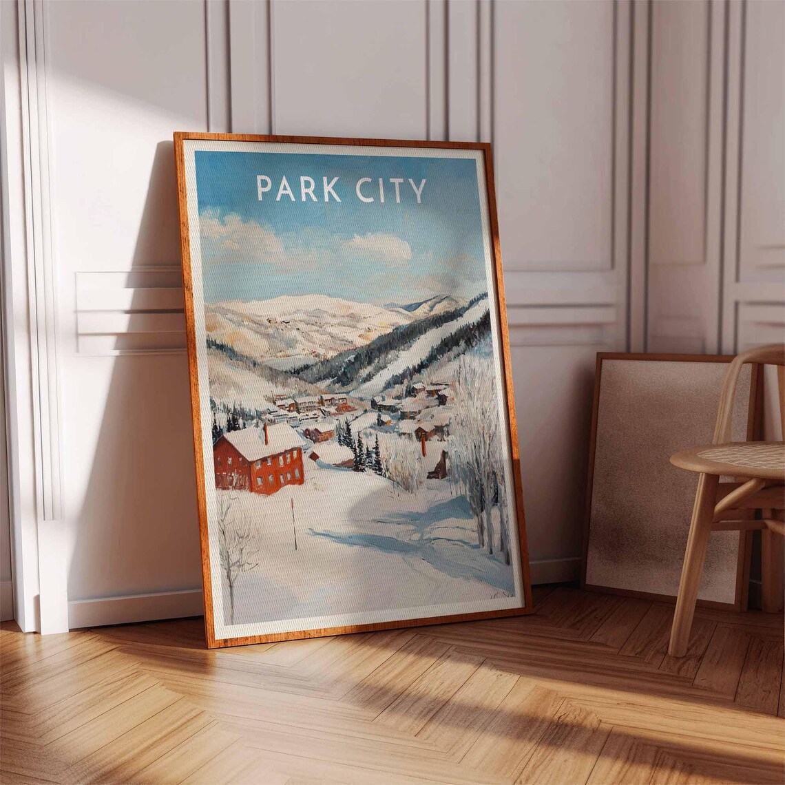 Park City Red Barn Snow Hillside Serene Valley Snowy Scene Poster - Image 3