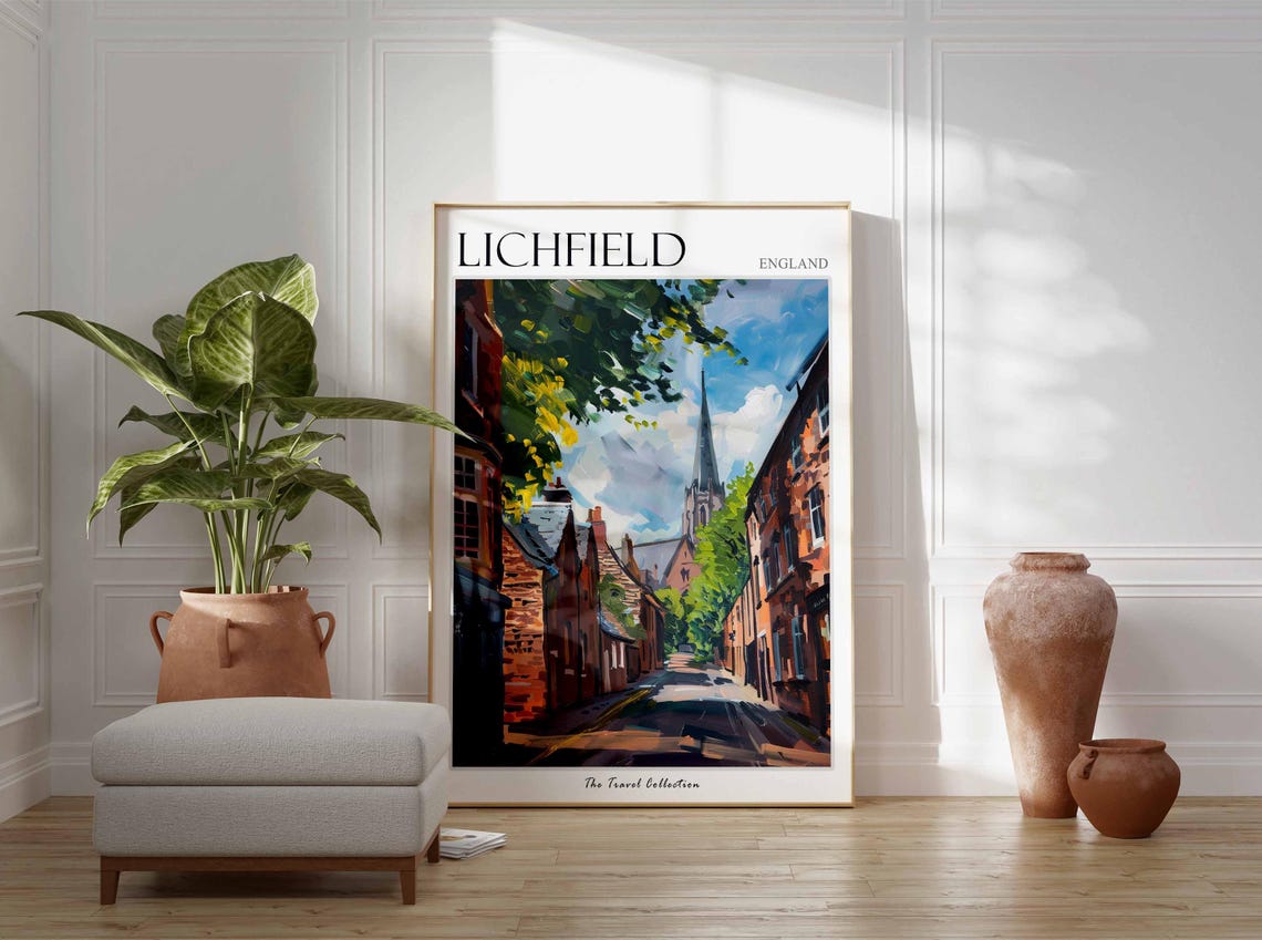 Lichfield Poster England Travel Print British Decor United Kingdom Travel Poster City Print Lichfield Gift Lichfield Travel Poster - Image 2