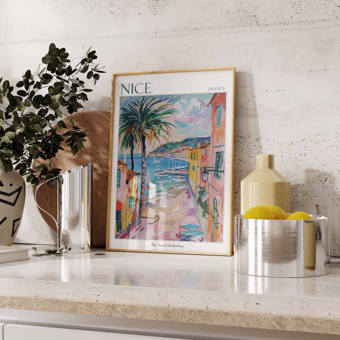 Nice Old Town Palm Street Harbor French Riviera Travel Poster - Image 2