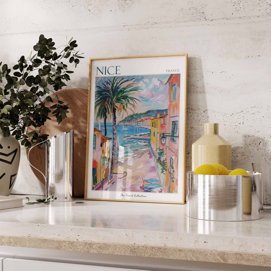 Nice Poster Nice France Travel Print France Travel Poster Tropical Decor Beach Art Travel Gift Floral Print Coastal Decor - Image 2