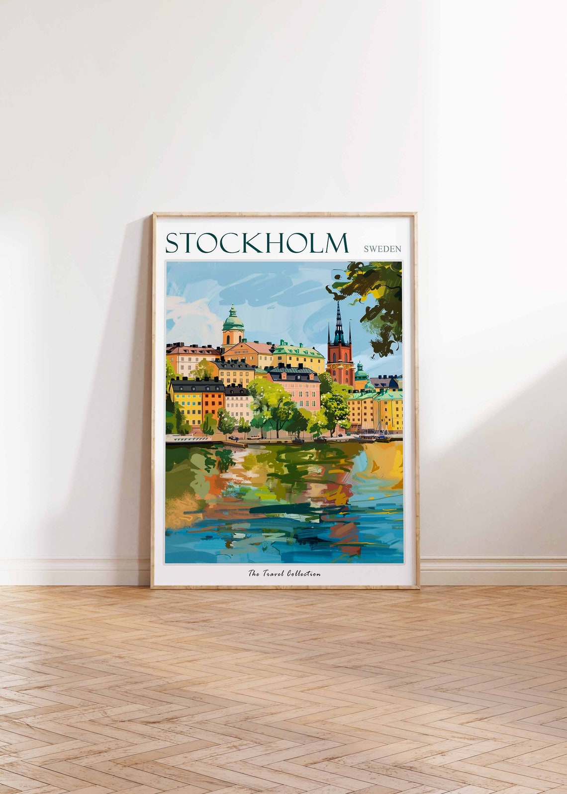 Stockholm Sweden Historic Waterfront Travel Poster Colorful View - Image 2