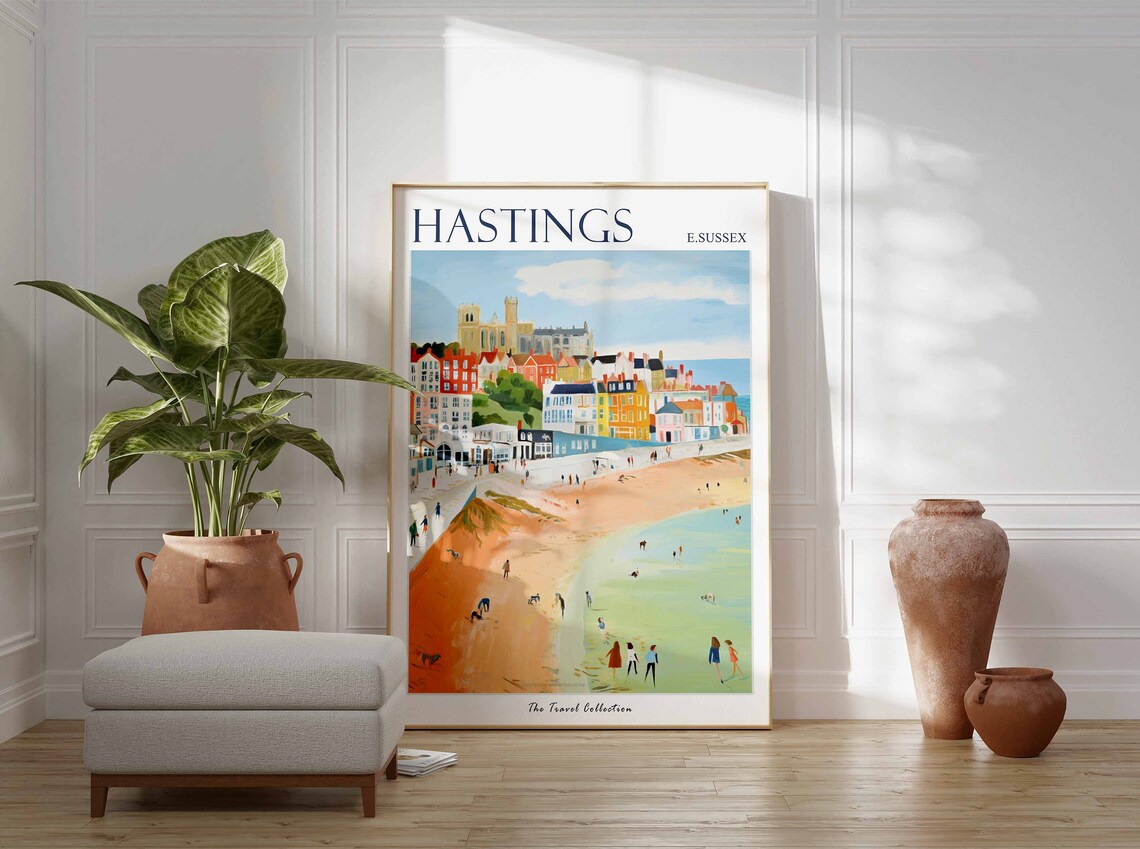 Hastings East Sussex Historic Beachfront Town Pier Seaside Poster - Image 3