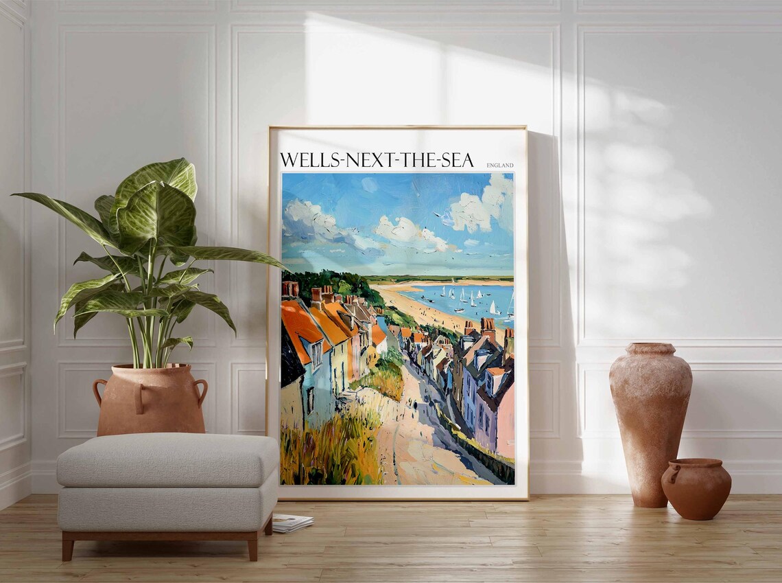 Wells Next The Sea Poster Norfolk Poster Uk Travel Poster Coastal Wall Art British Decor Wells Next The Sea Travel Print Norfolk Decor - Image 2