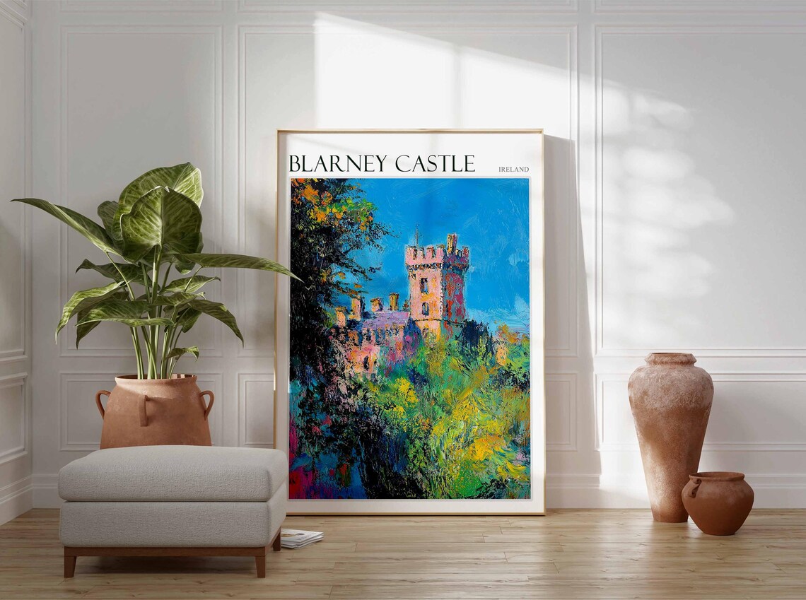 Blarney Castle Ireland Impressionist Castle Painting Travel Poster - Image 2
