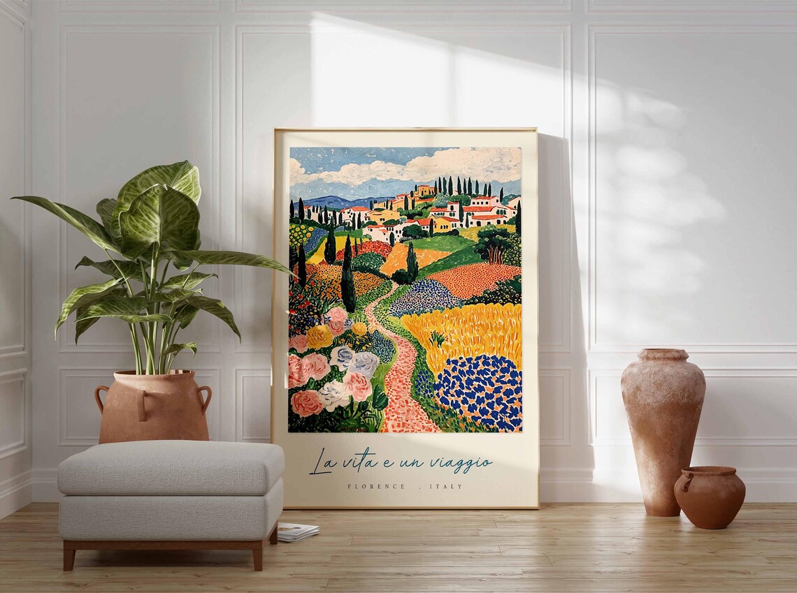 Florence Countryside Wildflower Path Tuscan Italy Travel Poster - Image 3