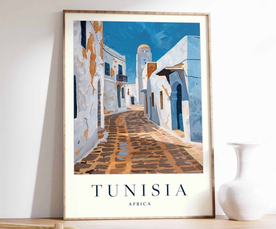 Tunisia Poster Tunisia Travel Print Islamic Wall Art Islamic Decor Tropical Decor Botanical Print Tunisia Gift Tunisia Travel Poster