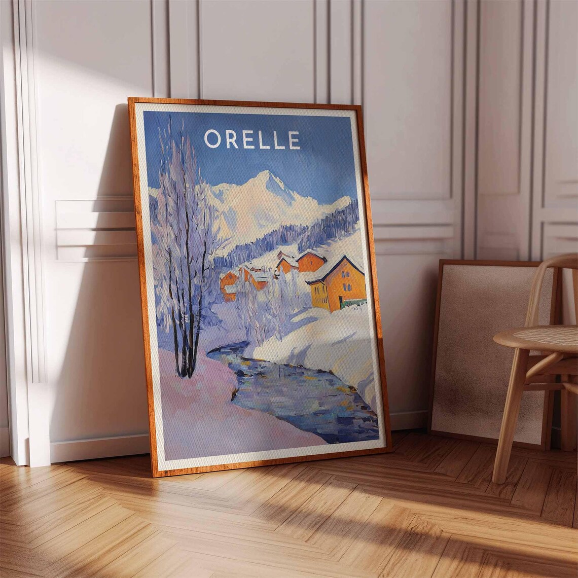 Skiing Travel Poster Orelle Ski Print France Travel Print Skiing Art Skiing Print Winter Sport Art Ski Gift - Image 3