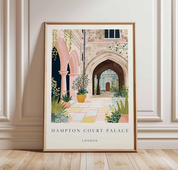 Hampton Court Palace London Pink Arches Courtyard Travel Poster