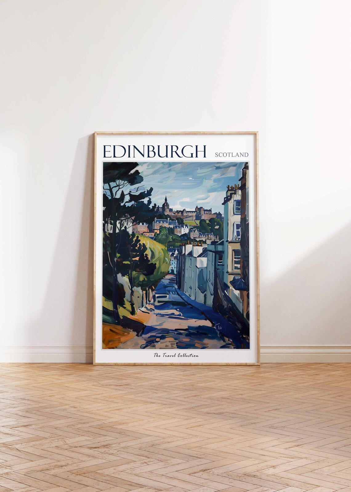 Edinburgh Scotland Castle Cobbled Street Old Town Travel Poster - Image 2