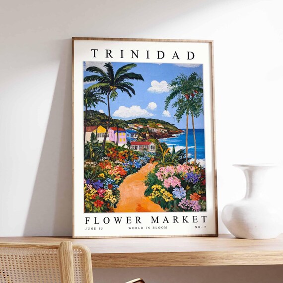 Trinidad Flower Market Poster Print Trinidadian Floral Wall Art Decor Botanical Caribbean Travel