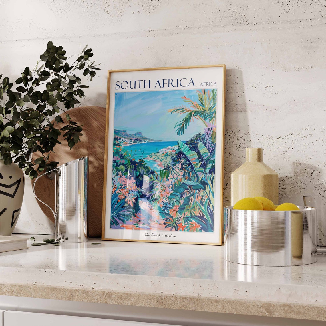South Africa Lush Tropical Path Coastal Bay View Travel Poster - Image 3