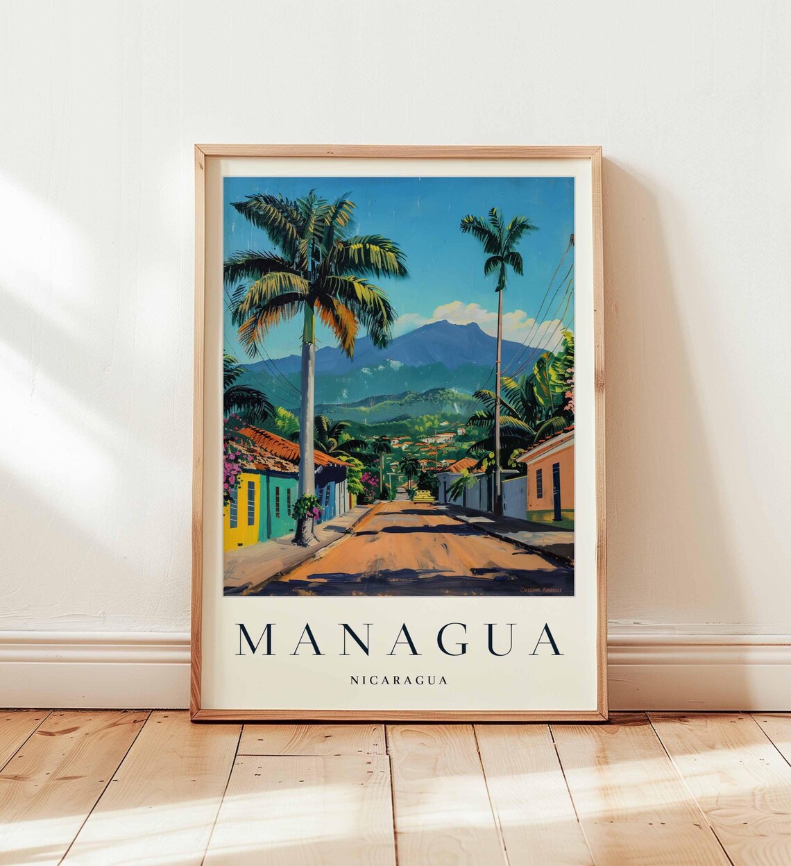 Managua Nicaragua Travel Poster, Central America
