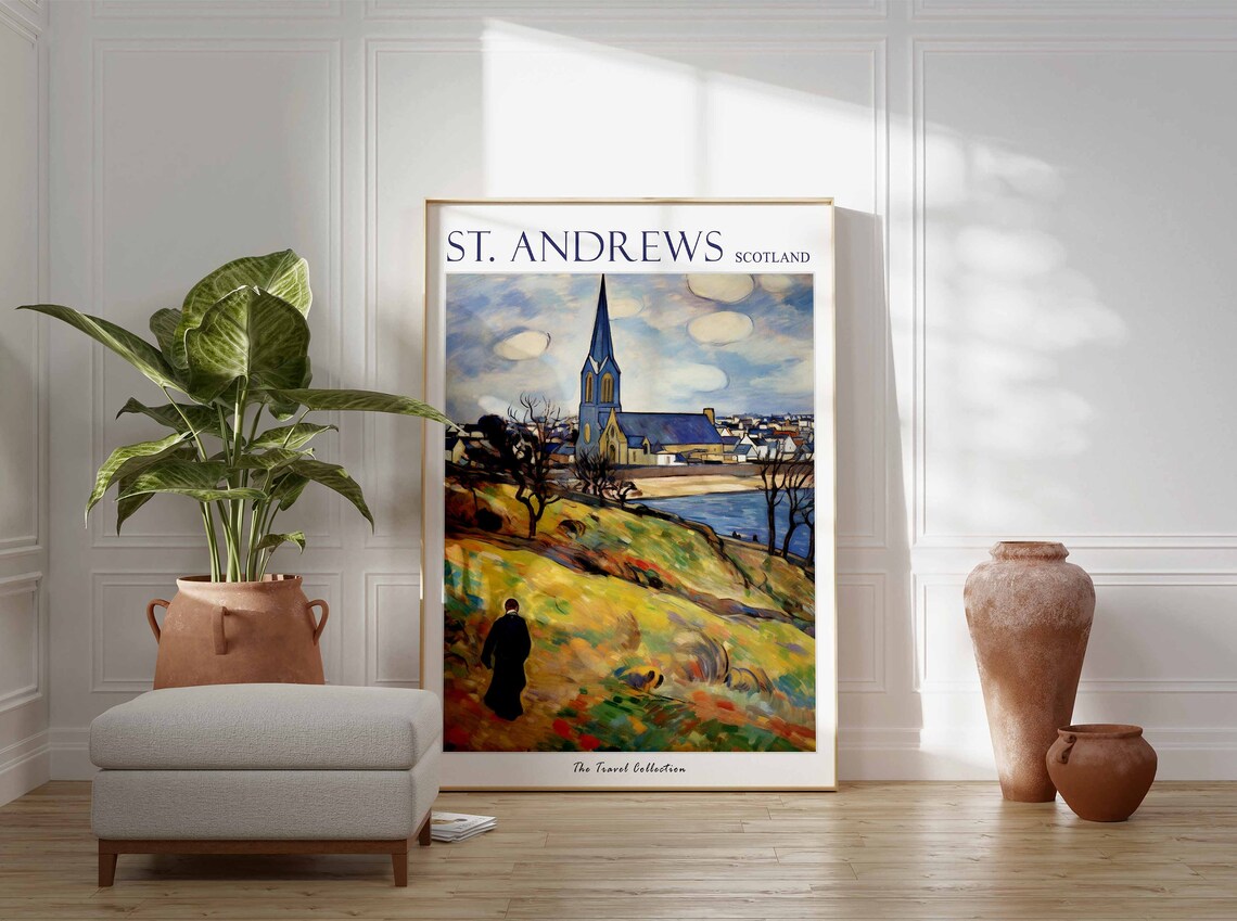 St Andrews Poster St Andrews Travel Print Scotland Travel Poster Scottish Decor Tropical Decor Sea Print St Andrews Travel Poster - Image 3