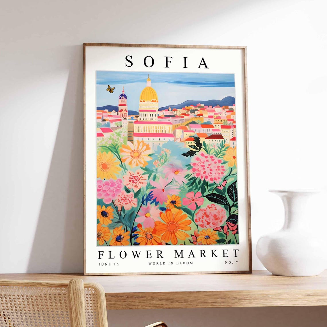 Sofia Flower Market Golden Dome Cathedral Bright Bloom Poster
