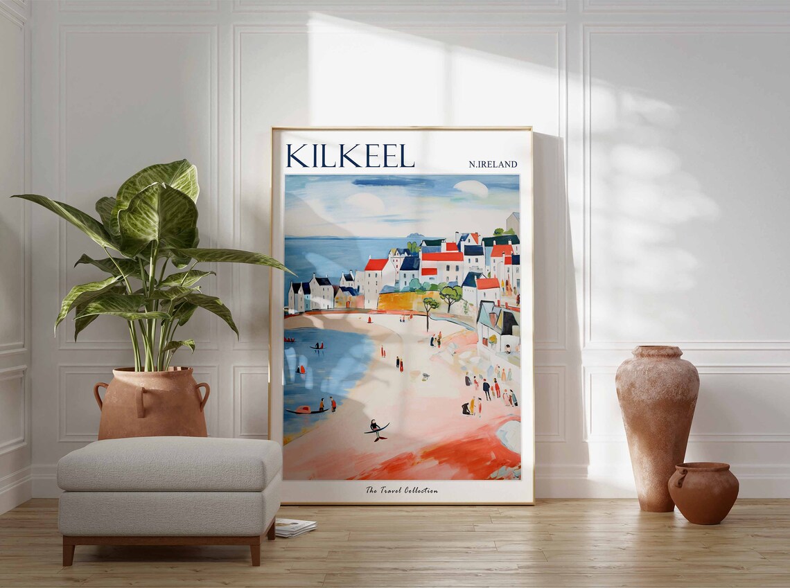 Kilkeel Northern Ireland Pink Beach Sailboats Coastal Travel Poster - Image 3