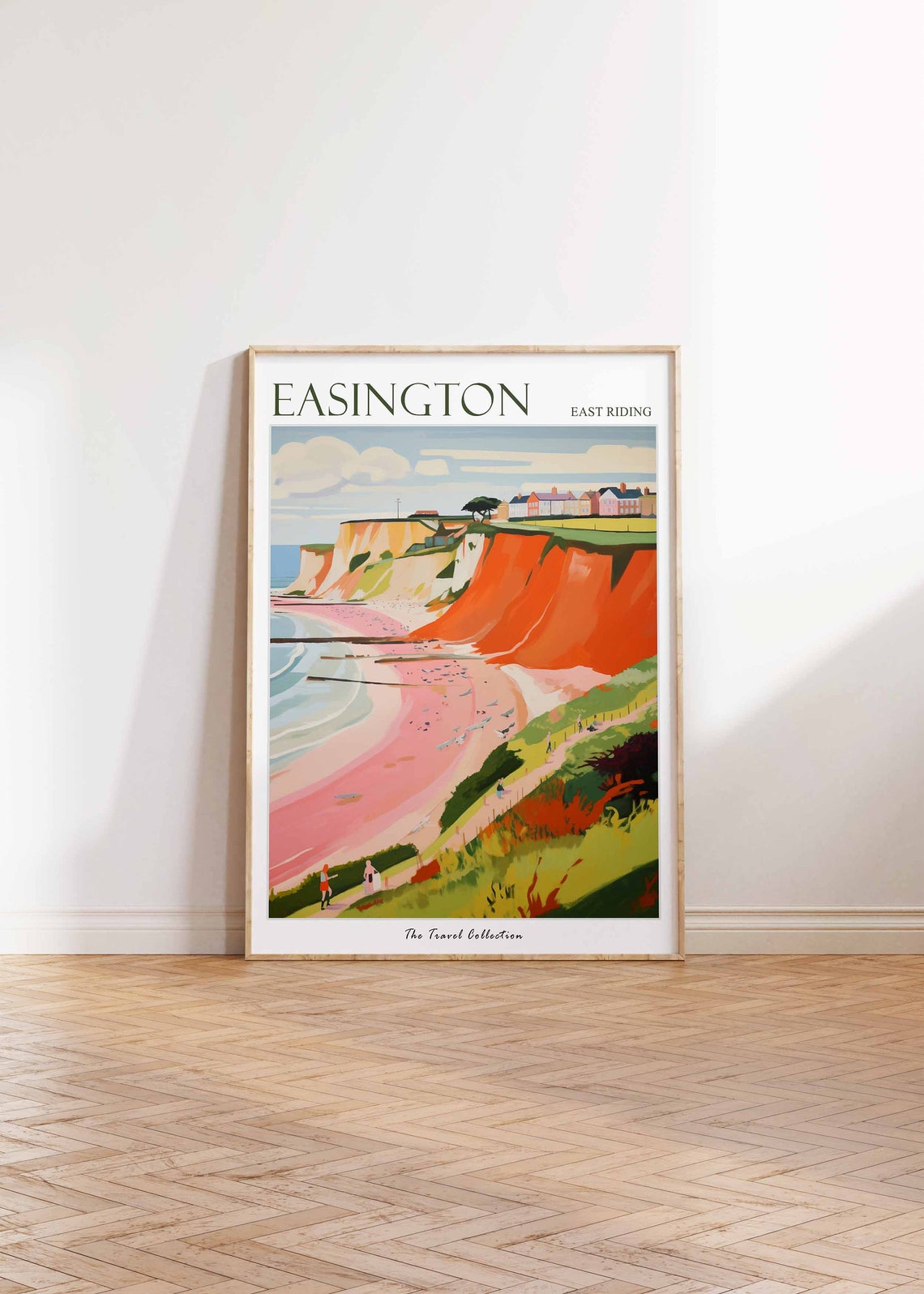 Easington East Riding Red Cliffs Pink Beach Bay Coastal Travel Poster - Image 2