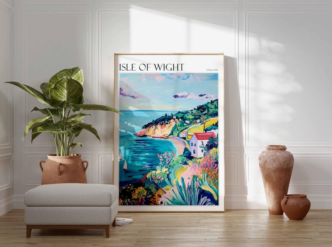 Isle Of Wight Poster Uk Travel Poster Coastal Wall Art British Decor Uk Home Decor Isle Of Wight Travel Print Island Poster Uk Decor - Image 3