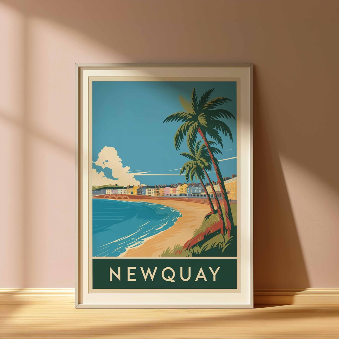Newquay England Cornwall Palm Beach Promenade Retro Travel Poster - Image 3