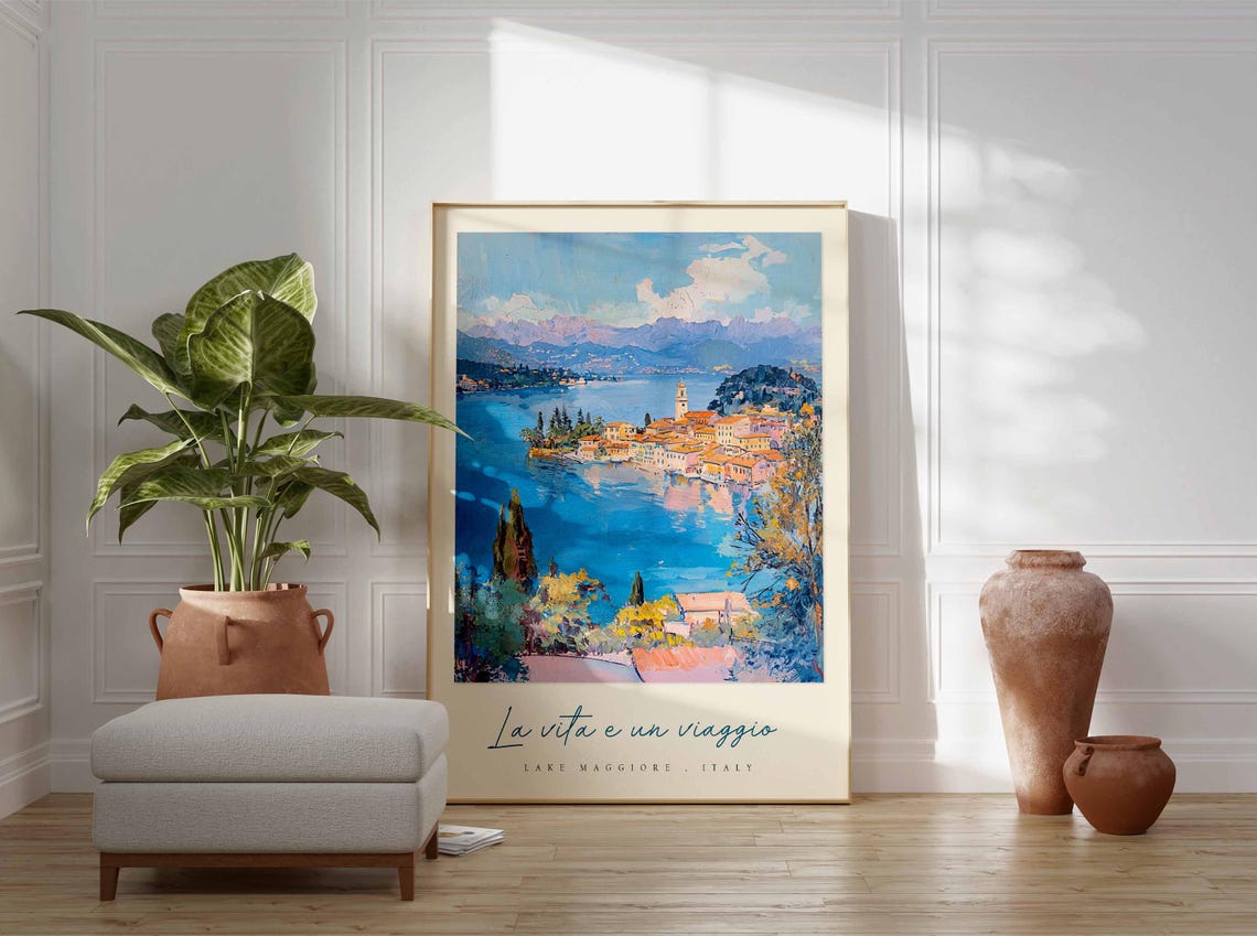Lake Maggiore Poster Italian Travel Print Lake Maggiore Travel Art Lake Maggiore Wall Art Italy Art Italy Travel Decor Travel Gift - Image 3