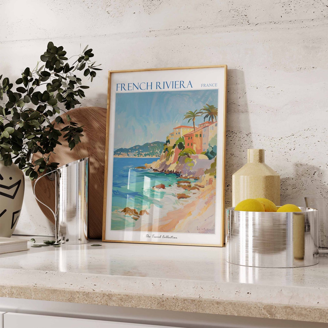 French Riviera Poster French Riviera Travel Print French Travel Poster Tropical Decor Beach Art Travel Gift Floral Print Coastal Art - Image 3