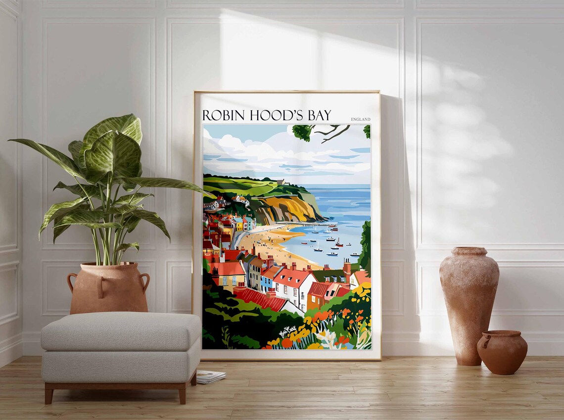 Robin Hoods Bay Travel Poster, Yorkshire Coast - Image 4