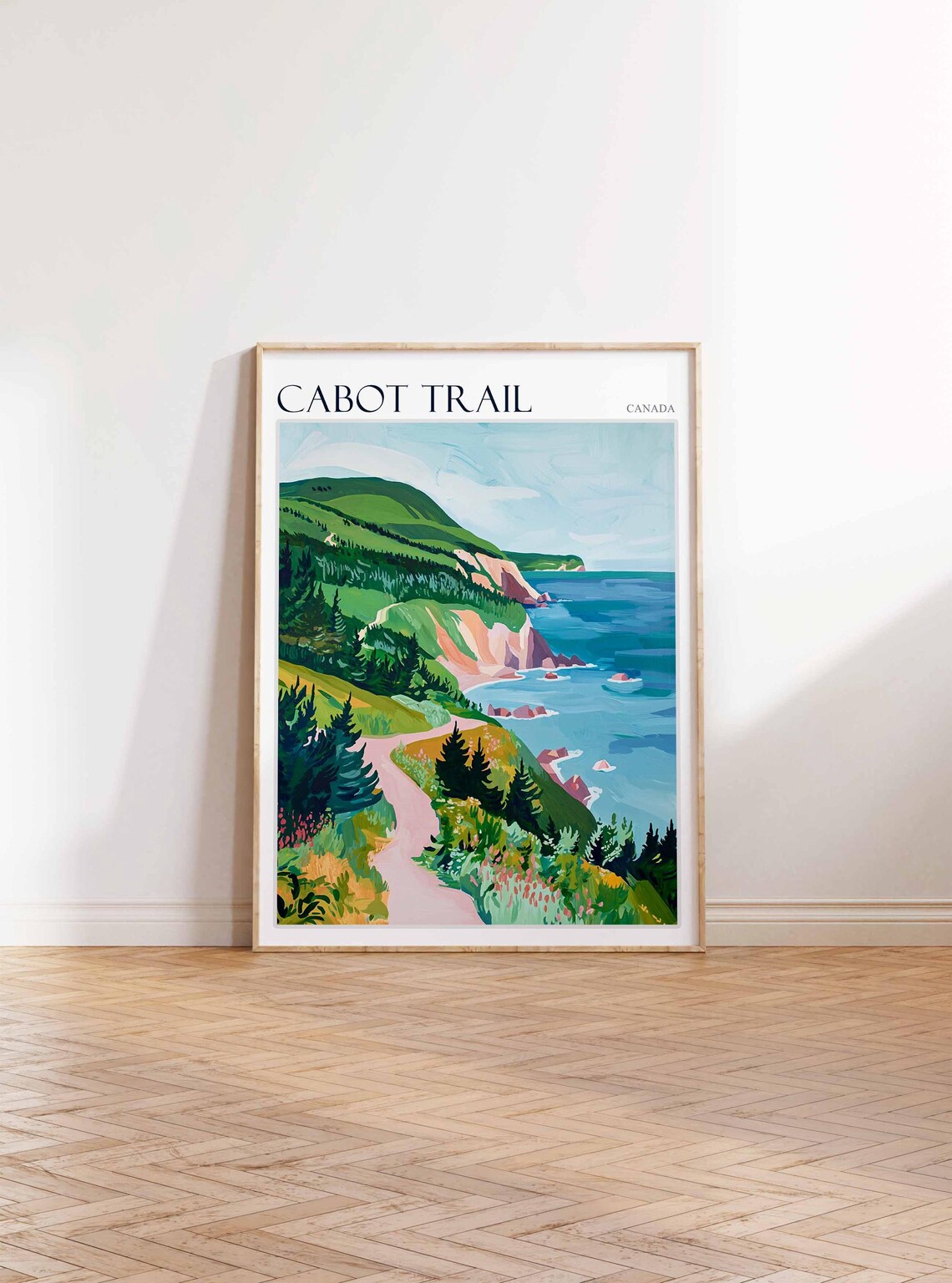 Cabot Trail Canada Pine Forest Path to the Sea Oil Painting Poster - Image 3