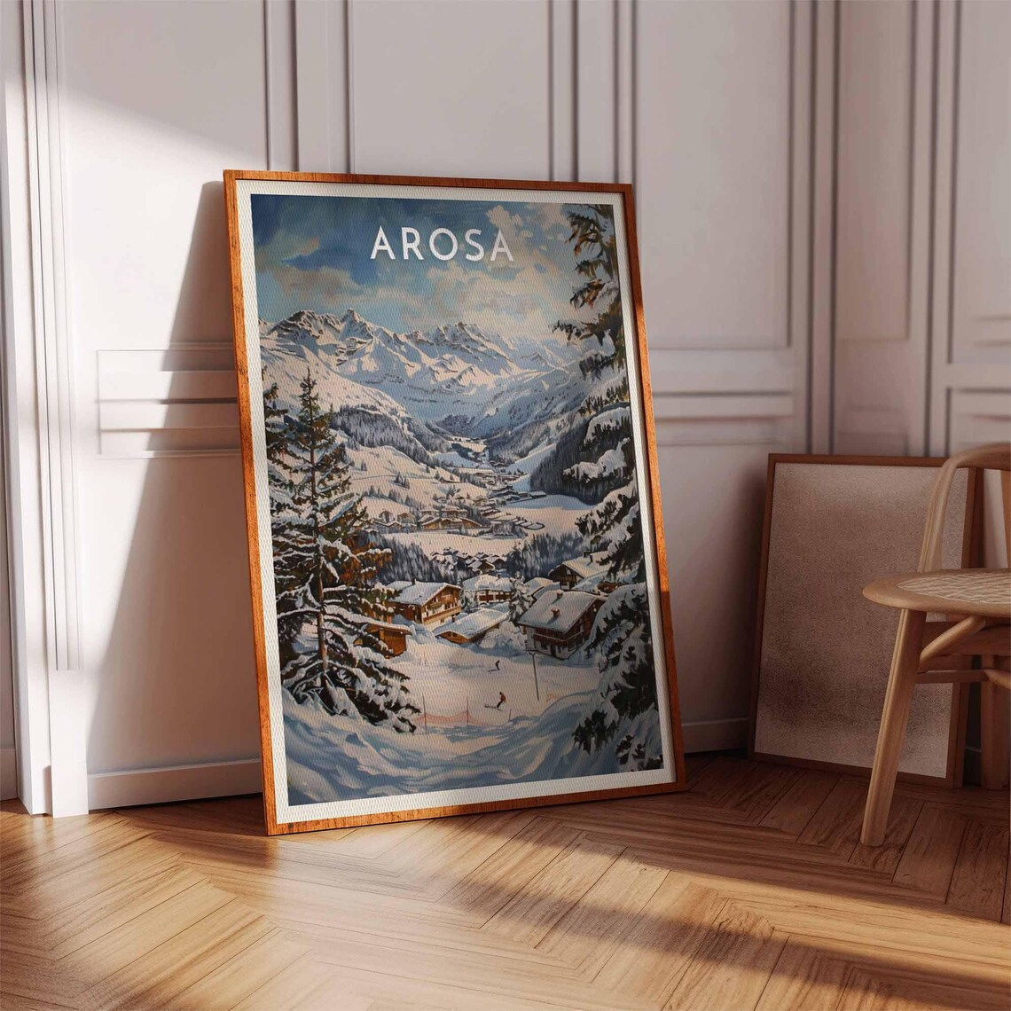 Arosa Swiss Alps Chalet Village Pines Valley Winter Ski Poster - Image 2