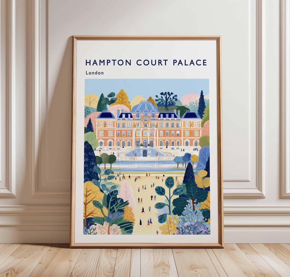 Hampton Court Palace London Illustrated Heritage Travel Poster