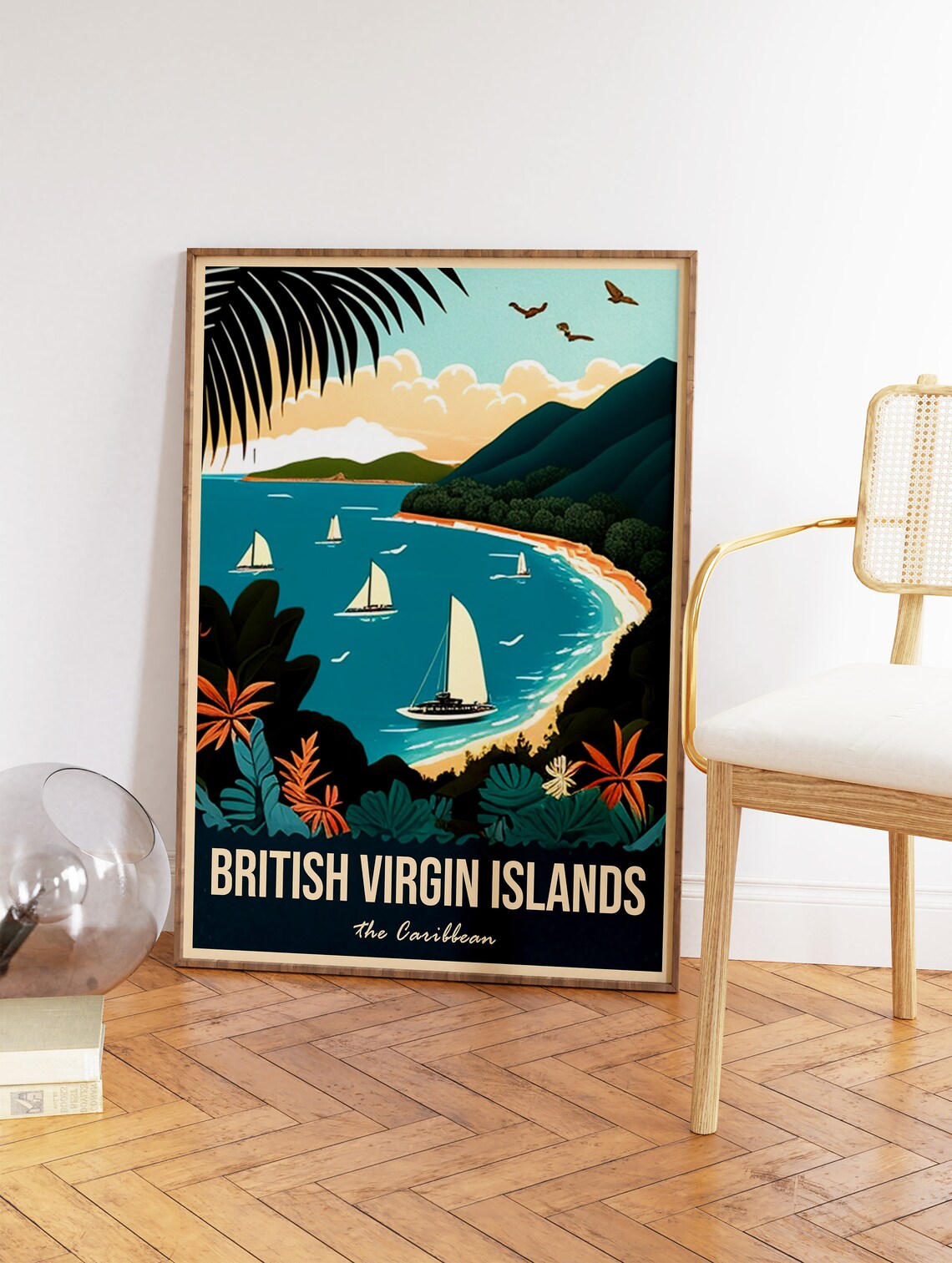 British Virgin Islands Travel Print Bvi Travel Poster Caribbean Travel Wall Art Colourful Travel Art Vintage Travel Gift A1a2a3a4 - Image 2