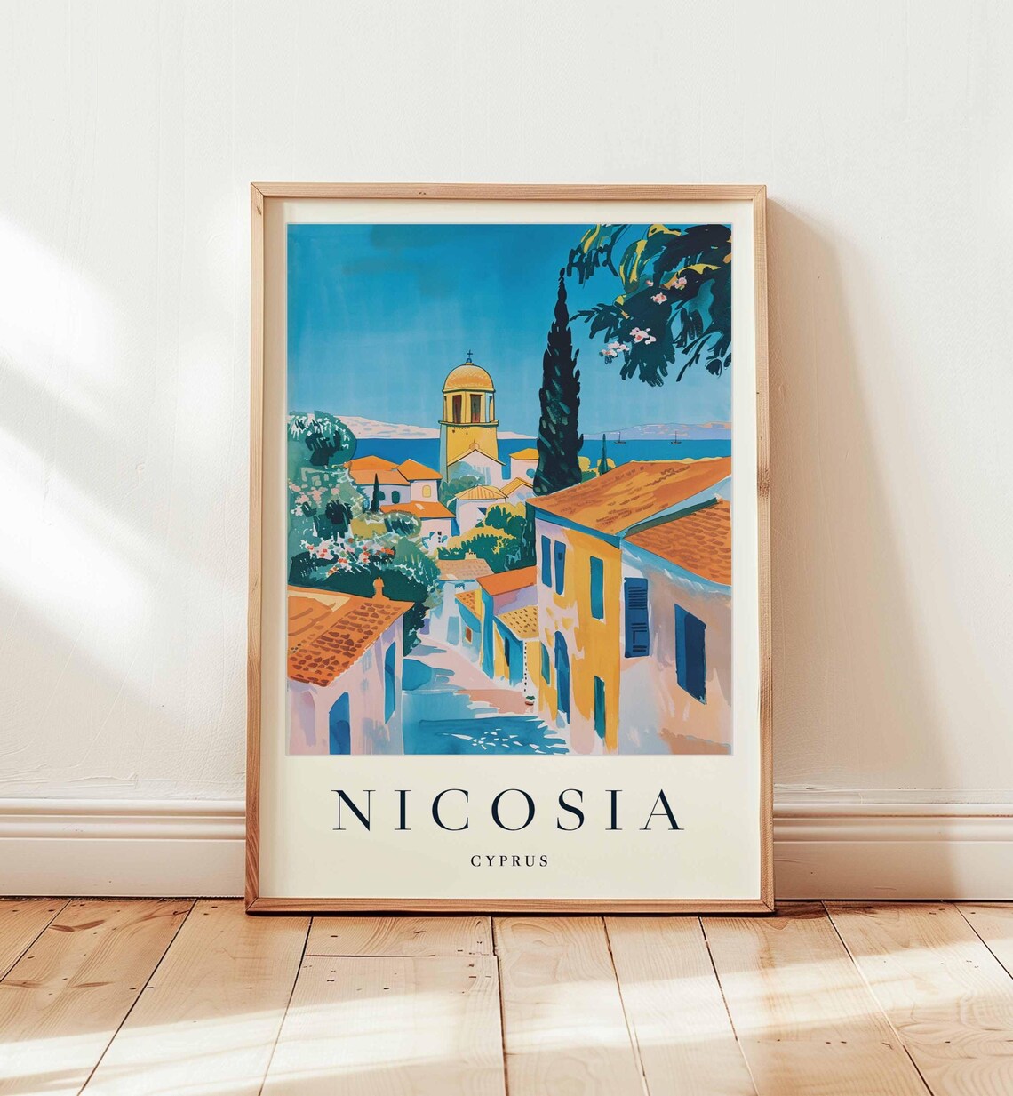 Nicosia Cyprus Seaside Town Church Bell Tower Mediterranean Poster