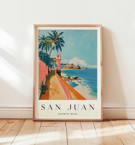 San Juan Puerto Rico Old Fort Seaside Promenade Travel Poster