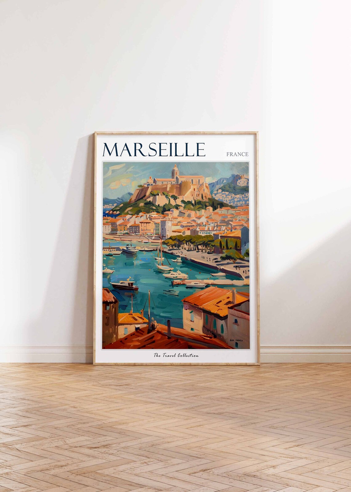 Marseille France Old Port Harbor Travel Poster With Basilica Art - Image 2