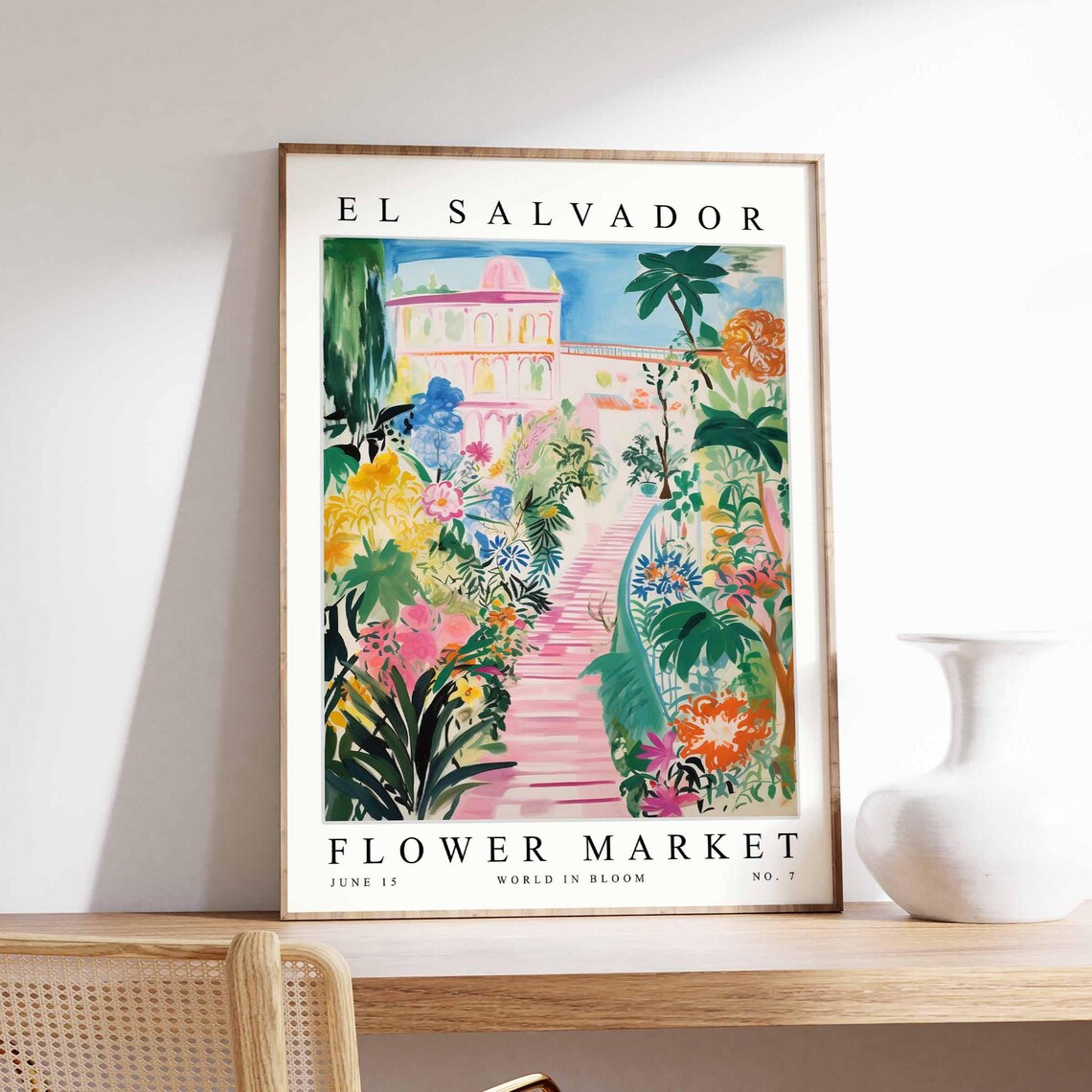 El Salvador Flower Market Poster Print Salvadoran Floral Wall Art Decor Botanical Central America Travel