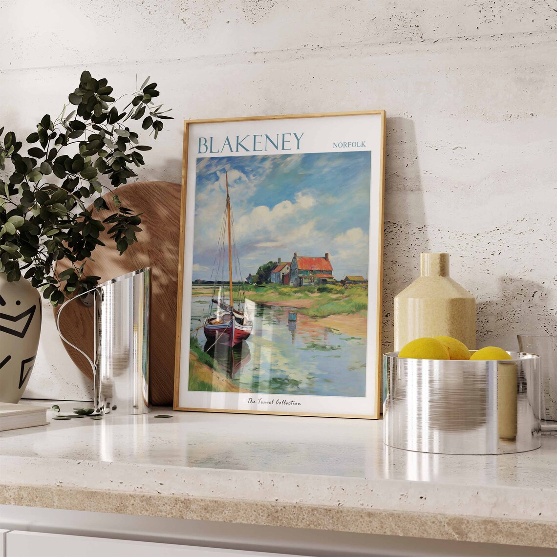 Blakeney Norfolk Sailboat Creek Cottages Coast Travel Poster - Image 3