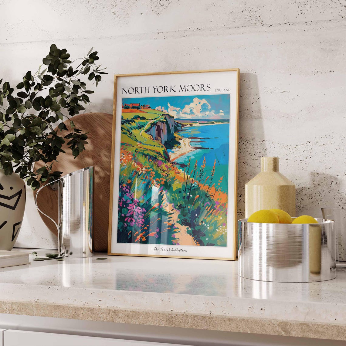 North York Moors Wildflower Coastal Path Cliffs and Beach Poster - Image 3