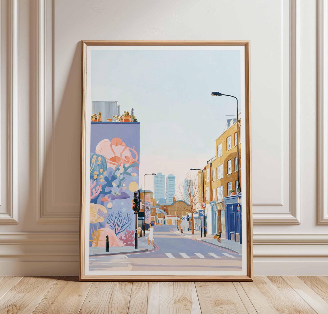 Shoreditch London Street Art Mural Colorful Urban Scene Art Poster