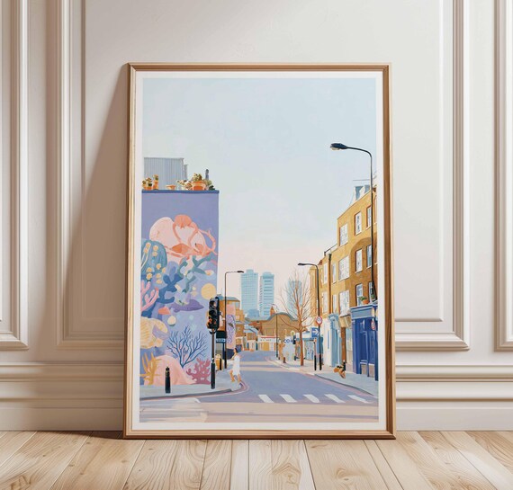 Shoreditch London Street Art Mural Colorful Urban Scene Art Poster
