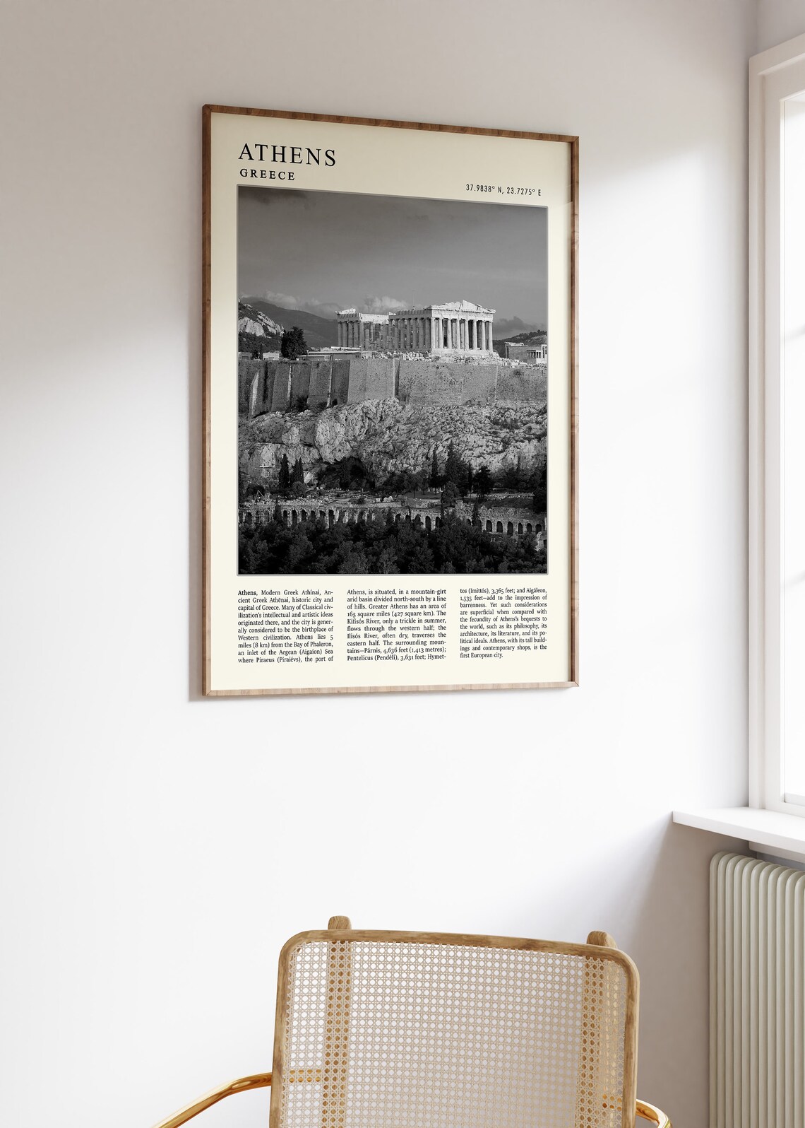 Athens Greece Parthenon Acropolis Black White Photo Travel Poster - Image 2